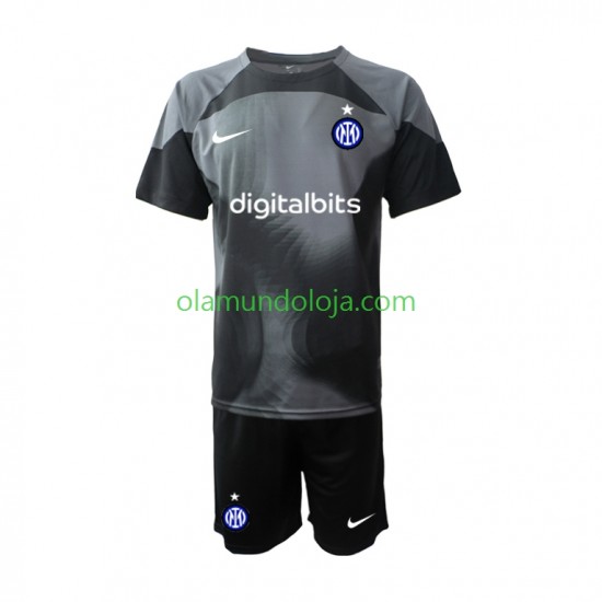 Camisola Inter de Milão Guarda-redes Criança Equipamento Primeiro 2022-2023 Manga Curta